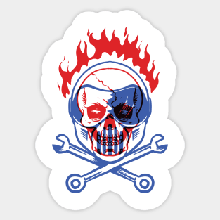 Skull Biker Fire/ Flame Sticker